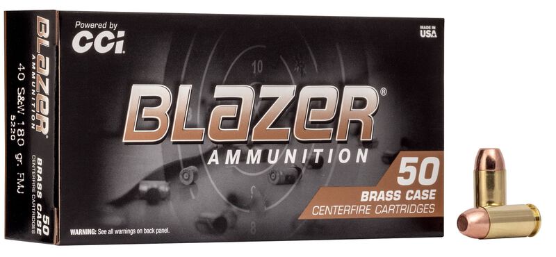 CCI Blazer Brass 40 S&W Ammo 180 grain Full Metal Jacket