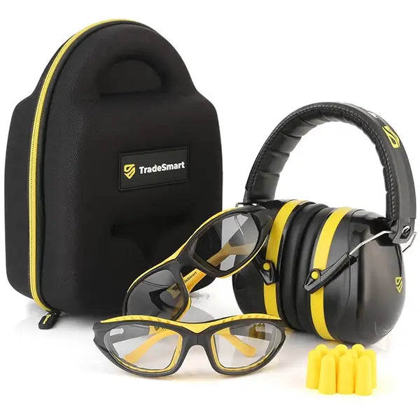 TradeSmart All-in-One Shooting Ear Protection - Comfort + NRR 28 Earmuffs, Glasses & Earplugs + Carry Case