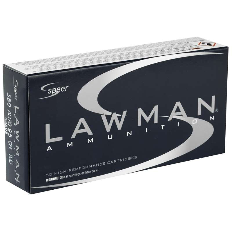 Speer Lawman 380 ACP AUTO Ammunition 95 Grain Total Metal Jacket